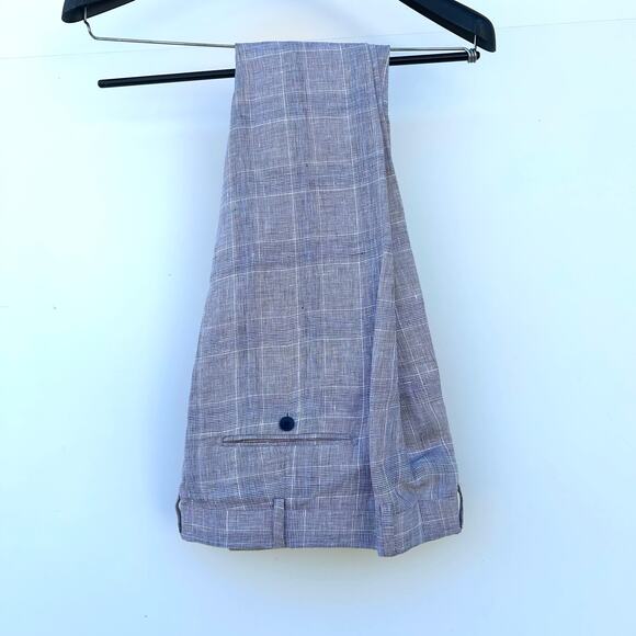 Paul Fredrick Linen Suit Gray Windowpane Plaid Jacket 48R Pants 46W Paisley - Picture 6 of 9